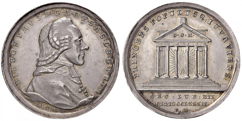 Hierronymus Graf Colloredo 1772 - 1803
Erzbistum Salzburg. 1/2 Taler, 1782. Scha...