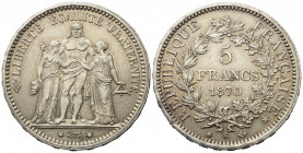 FRANCIA. 5 Francs 1870 Ag. qSPL