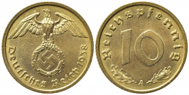 GERMANIA. Terzo Reich. 10 Reichspfennig 1938 A. qFDC