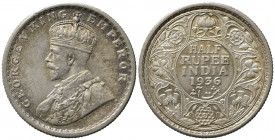 INDIA BRITANNICA. Giorgio V. 1/2 Rupia 1936. Ag (5,82 g). FDC