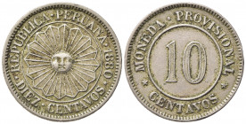 PERU. 10 Centavos 1888. BB+
