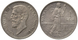 ROMANIA. Carol I. 1 Leu 1914. Ag. SPL+