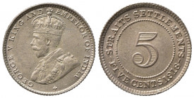 STRAITS SETTLEMENTS. Giorgio V. 5 cents 1918. qFDC