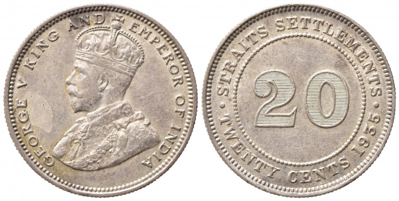 STRAITS SETTLEMENTS. Giorgio V. 20 cents 1935. SPL+