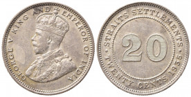 STRAITS SETTLEMENTS. Giorgio V. 20 cents 1935. SPL+