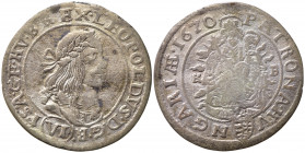 UNGHERIA. Leopoldo I. 6 Krajczar 1670 KB. qBB
