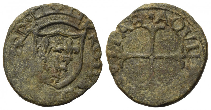 L'AQUILA. Carlo VIII di Francia (1495). Cavallo AE (0.98 g). Scudo coronato di F...