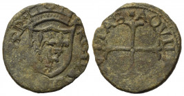 L'AQUILA. Carlo VIII di Francia (1495). Cavallo AE (0.98 g). Scudo coronato di Francia. R/croce patente tripartita. D'Andrea-Andreani 135; CNI 45. qBB