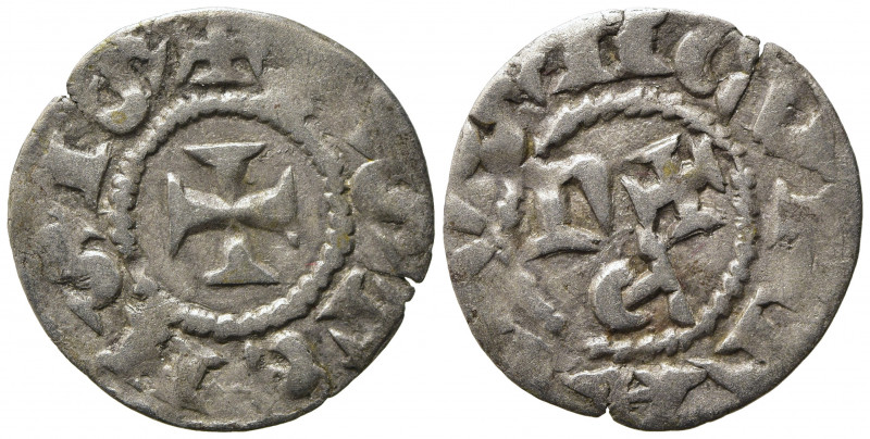 ASTI. Comune (1140-1336). Denaro Ag (0,57 g). Nel campo lettere REX - R/ ASTENSI...