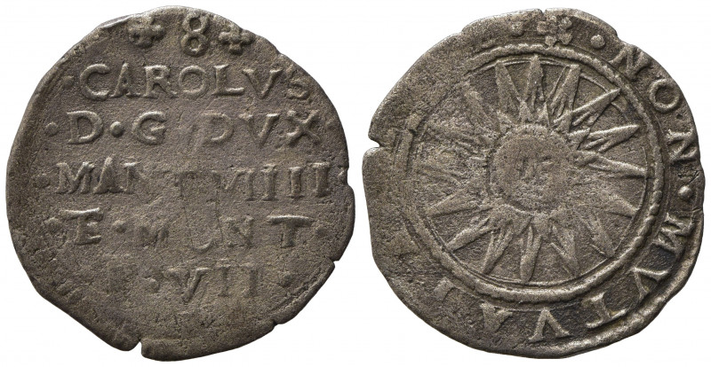 MANTOVA. Carlo II Gonzaga Nevers (1647-1665). Da 8 soldi. Mi (1,87 g). MIR 707; ...
