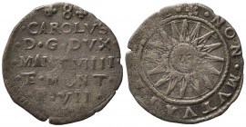 MANTOVA. Carlo II Gonzaga Nevers (1647-1665). Da 8 soldi. Mi (1,87 g). MIR 707; CNI 52/55. qBB