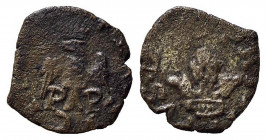 MESSINA. Filippo II (1556-1598). Picciolo AE (0,94 g - 12,8 mm). D/PHILIPPVS D G; corona. R/REX SICILIAE; aquila coronata a sinistra con sigle P P. MI...