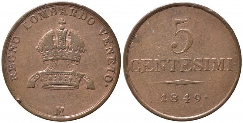 MILANO. Lombardo Veneto. Francesco Giuseppe I d'Asburgo (1848-1866). 5 centesimi...