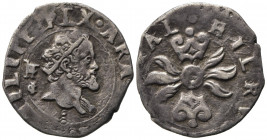 NAPOLI. Filippo II (1554-1598). Mezzo Carlino Ag (1,37 g). Sigle IAF CI. Magliocca 88. BB