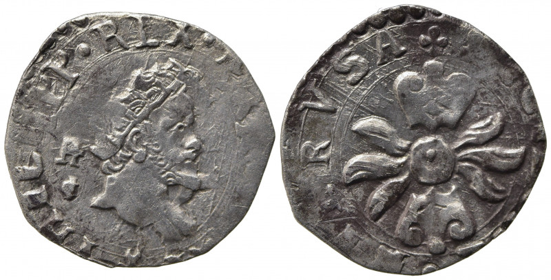 NAPOLI. Filippo II (1554-1598). Mezzo Carlino Ag (1,07 g). BB+