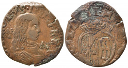 NAPOLI. Carlo II di Spagna (1665-1700). Grano Cu (8,82 g). Magliocca 5-7. BB