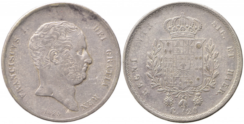 NAPOLI. Francesco I di Borbone (1825-1830). Piastra da 120 grana 1825 var. bordo...