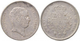 NAPOLI. Francesco I di Borbone (1825-1830). Piastra da 120 grana 1825 var. bordo con decoro lineare. Gig. 6b - R2. BB+