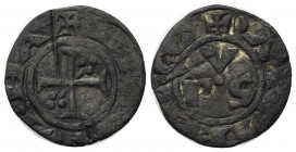 RAVENNA. Monetazione Arcivescovile (sec. XIII-XIV). Denaro Mi (0,82 g). D/ Croce - crescente lunare ARCIEPISCO; nel campo PVS attorno a globetto. R/ c...