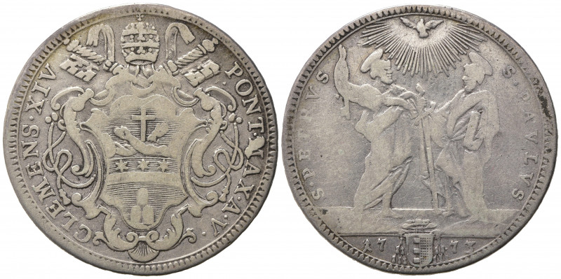 ROMA. Clemente XIV (1769-1774). Testone 1773 anno V. Ag (7,60 g). Muntoni 5. MB-...