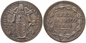 ROMA. Pio IX (1846-1870). 1/2 Baiocco 1849 anno IIII. Gig. 242. qSPL