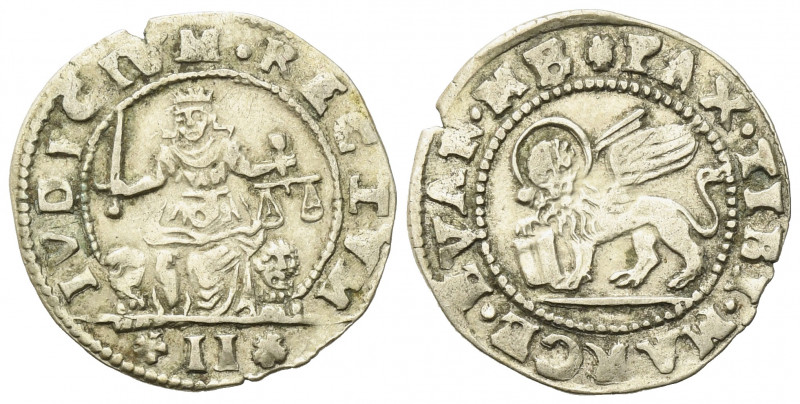VENEZIA. Monetazione anonima (Legge 1570). 2 gazzette o grossetto Ag (1,28 g). M...