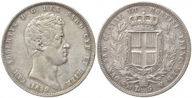 Carlo Alberto (1831-1849). REGNO DI SARDEGNA. 5 lire 1832 Genova. Gig. 55. BB
