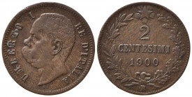 Umberto I (1878-1900). 2 centesimi 1900 senza punto dopo la S. BB