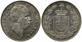 UMBERTO I (1878-1900). 1 Lira 1887. Gig. 38. qFDC