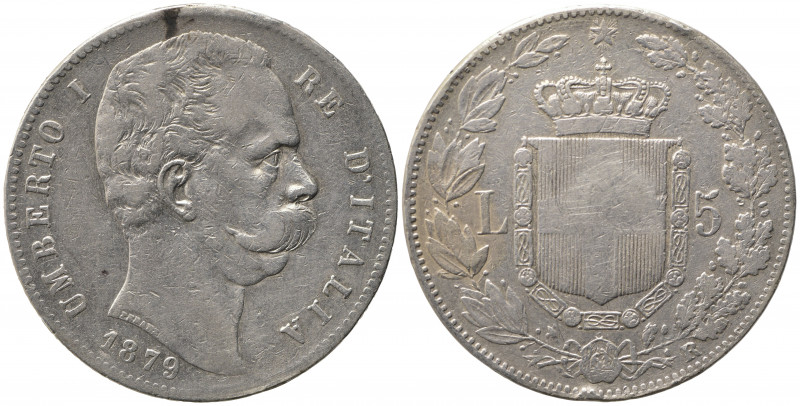 Umberto I (1878-1900). 5 Lire 1879 Ag. MB+