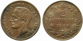Vittorio Emanuele III (1900-1943). 2 centesimi 1905 "Valore". Gig.294 NC. BB