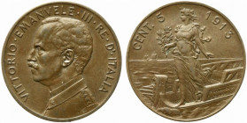Vittorio Emanuele III (1900-1943). 5 centesimi 1913 "Italia su Prora". Gig.260 NC. BB+