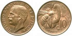 Vittorio Emanuele III (1900-1943). 10 centesimi 1925 "Ape". Gig.234. FDC