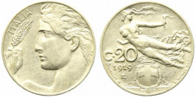 Vittorio Emanuele III (1900-1943). 20 centesimi 1919 "libertà librata". Gig. 200 NC. BB+