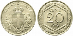 Vittorio Emanuele III (1900-1943). 20 centesimi 1919 "Esagono". Gig. 215. SPL