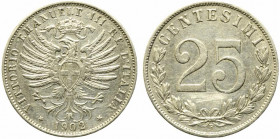 Vittorio Emanuele III (1900-1943). 25 centesimi 1902 "Aquila Sabauda". Gig. 191 R. BB