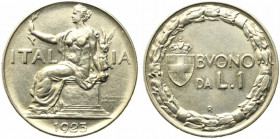 Vittorio Emanuele III (1900-1943). Buono da 1 lira 1923. Gig. 141. qSPL