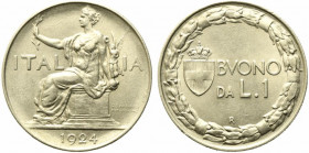 Vittorio Emanuele III (1900-1943). Buono da 1 lira 1924. Gig. 142. SPL