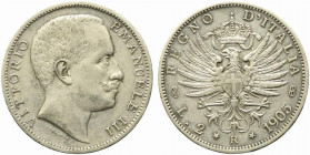 Vittorio Emanuele III (1900-1943). 2 lire 1905 "Aquila Sabauda". Gig. 93. BB