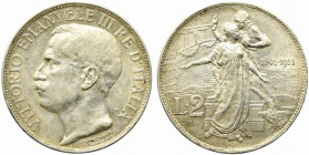 Vittorio Emanuele III (1900-1943). 2 lire 1911 "Cinquantenario". Gig. 100. SPL