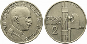 Vittorio Emanuele III (1900-1943). Buono da 2 lire 1923 "Fascio". Gig. 105. SPL