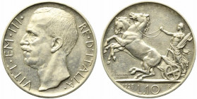 Vittorio Emanuele III (1900-1943). 10 lire 1928 *una rosetta "Biga". Gig. 57 NC. qSPL
