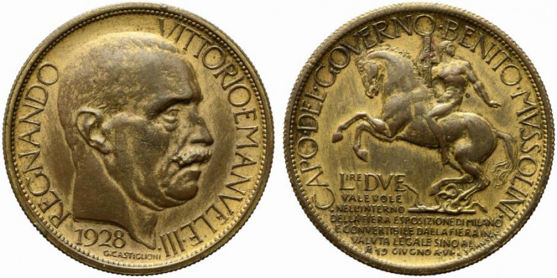 Vittorio Emanuele III (1900-1943). Buono da 2 lire 1928 "Esposizione di Milano"....
