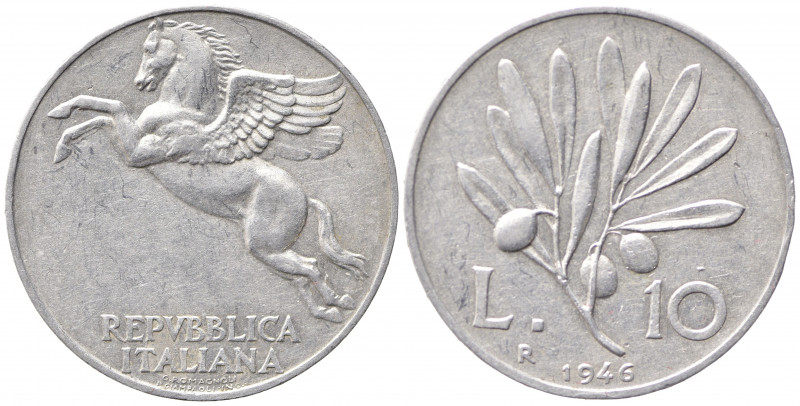 Repubblica Italiana. Monetazione in lire (1946-2001). 10 lire 1946 "Ulivo". Gig....