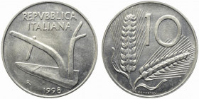 REPUBBLICA ITALIANA. 10 lire 1998 "spighe lunghe". Gig. 273a. FDC