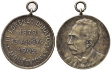 URUGUAY. MontevIDEO. Medaglia 1909 "Di Lorenzo Donato". AE argentato (8.00 g - 27,8 mm). qSPL