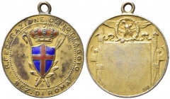 VENTENNIO FASCISTA. Medaglia sportiva "Federazione Canottaggio sez. di Roma". Ag dorato con smalti (5,97 g - 22 mm). qSPL