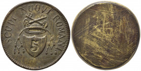 PESO MONETALE. 5 scudi nuovi romani. AE (8,60 g). SPL