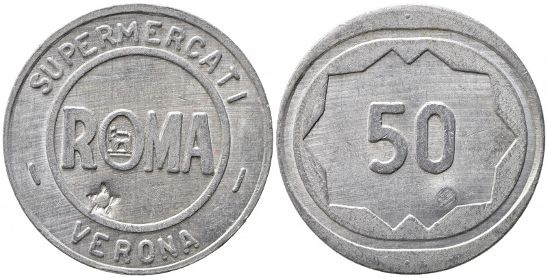 VERONA. Gettone Supermercati Roma. Valore 50. Al (2,77 g). SPL