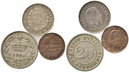 SAVOIA. Lotto di 3 monete Vittorio Emanuele II e Umberto I. BB-SPL